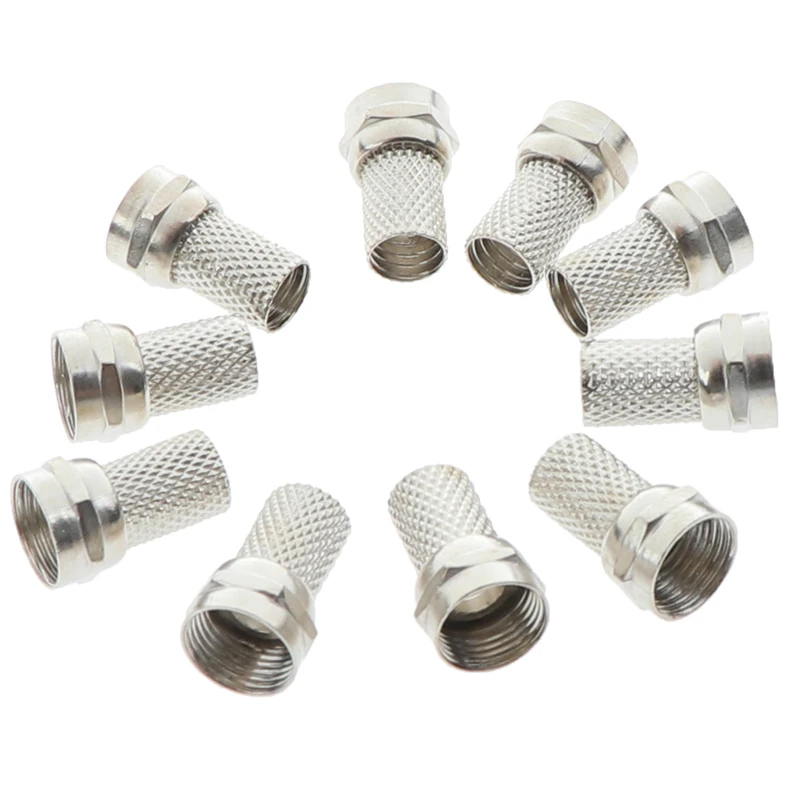 10Pcs 75-5 F Plug Connector Screw On Type For RG6 Satellite TV Antenna Coax Cable Twist-on