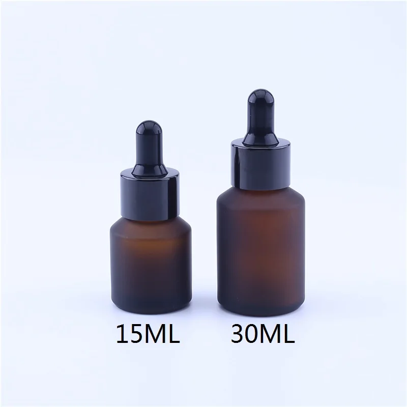 

240pcs/lot 15ml 30ml Frosted Amber Glass Bottles with Eye Droppers For Essential Oils, Colognes & Perfumes, Highest Quality