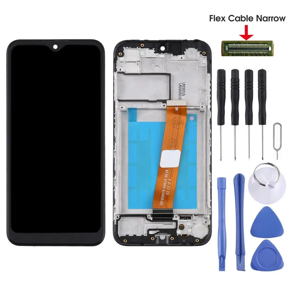 For Samsung Galaxy A01 LCD Screen and Digitizer Full Assembly With Frame (Flex Cable Narrow) (Black) 2020  AAA+