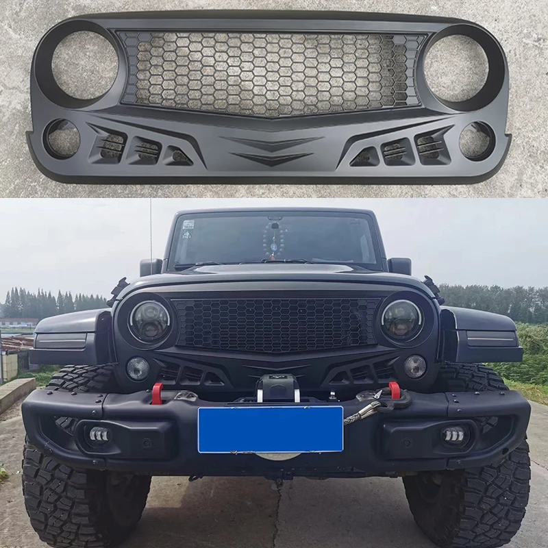 New Style Front Grille Modified Racing Grills Fit For Jeep Wrangler JK 2007-2017 Mesh Mask Cover Offroad 4X4 Exterior Accesories