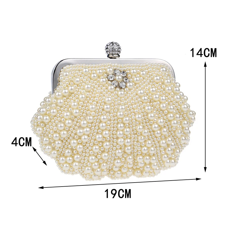 Beading Wedding Clutch Evening Bags Rhinestones Pearl Handbags With Chain Shoulder Metal Party Purse Diamonds Holder