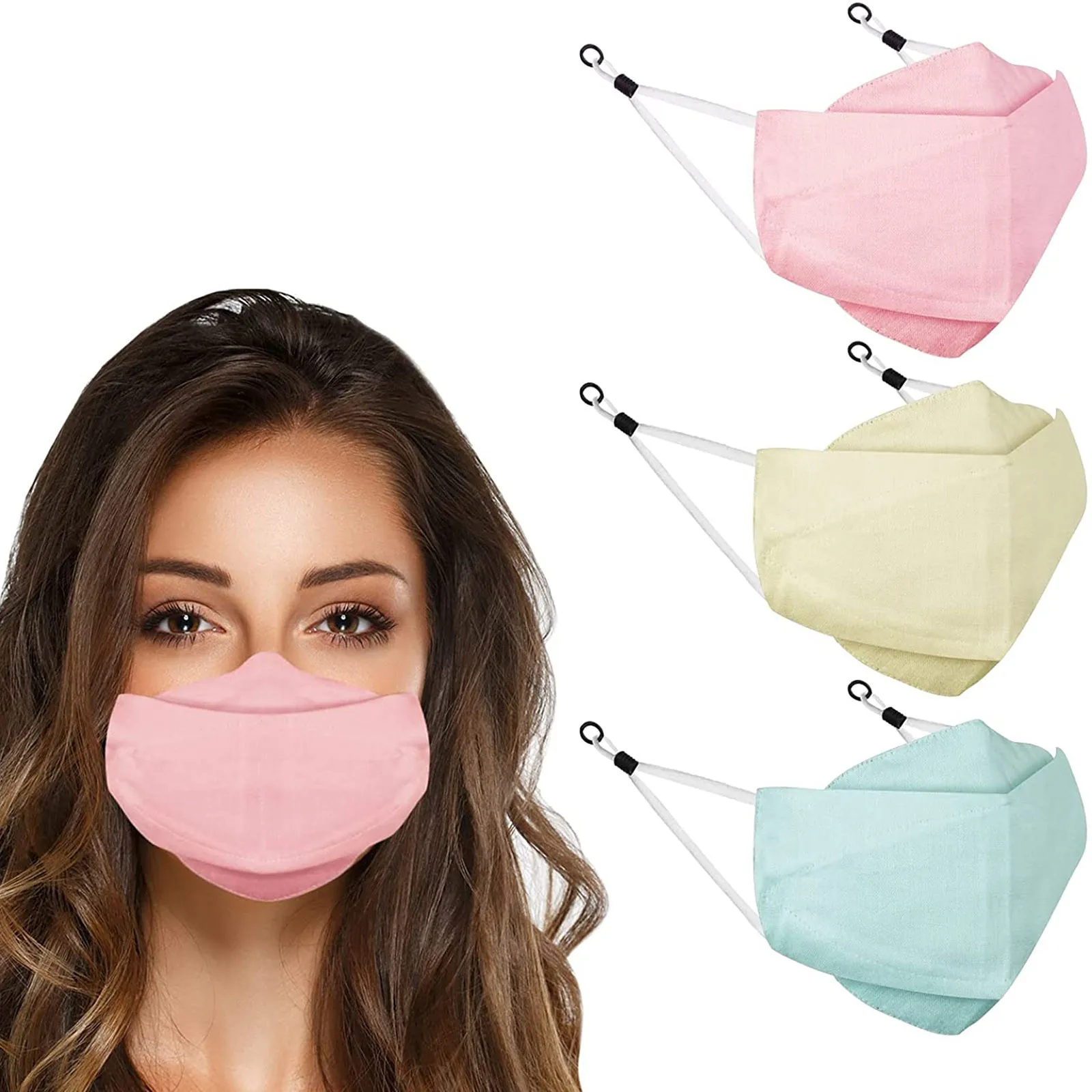 3pc Fogging Cloth Face Mask With Nose Wire Adjustable Earloops Masken Women Men Cotton Cloth Facial Mask Comfortable Pm2.5 Mask