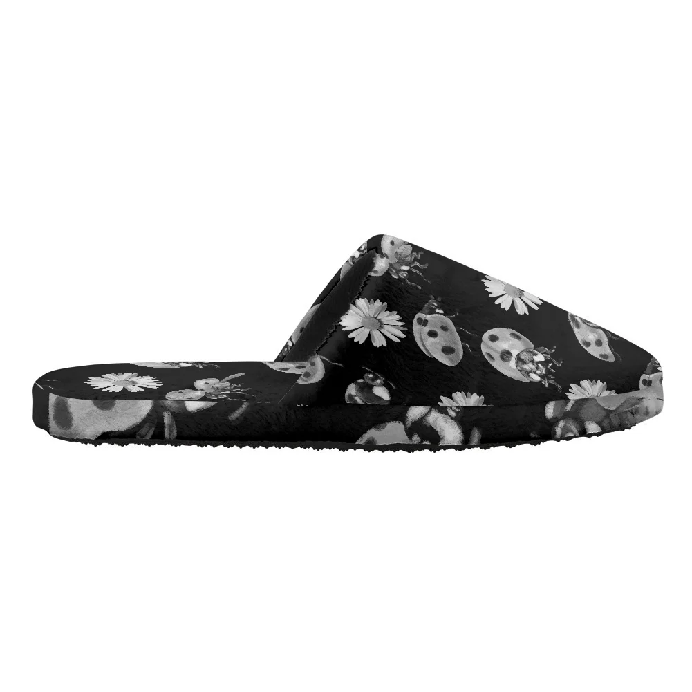 Noosydesigns Men's Cotton Slippers Winter Coccinella Butterfly Little Daisy Print Comfortable Non-Slip Floor Indoor Cozy Shoes