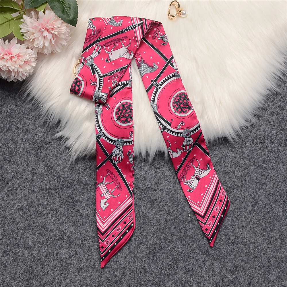 Luxury Horse Cloak Brand Scarf Fashion Design 100% Silk Scarf  Women Headwear Skinny Bag Hair Scarves Neckerchief