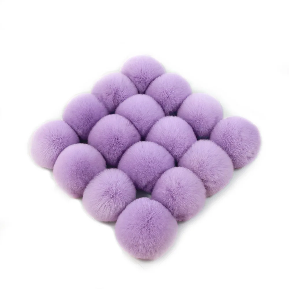 Real Rabbit Fur Pom Pom Ball for Women, DIY Hat, Cloth, Earrings, Shoes, Handbag, Key Chain Accessories, 6cm