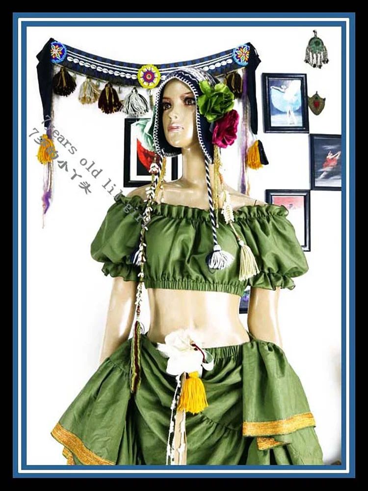 ATS BELLY DANCE Renaissance Crop Top Pirate Wench Gypsy Fairy Costume Peasant Tribal Choli T39 40