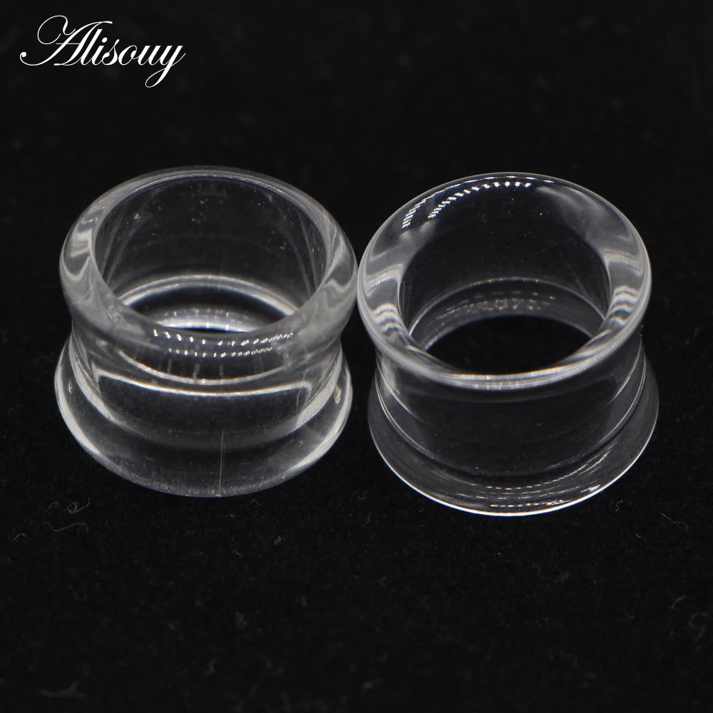 Alisouy 2pcs Black White Acrylic Hollow Punk Ear Tunnel Plugs Piercing Double Flared Earring Gauges 4mm-22mm For Unisex Jewelry