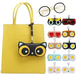 Estuche para gafas de cuero PU para mujer, bolsa colgante de almacenamiento portátil con dibujos animados, caja para gafas de sol, bolsa para gafas, moda 2021