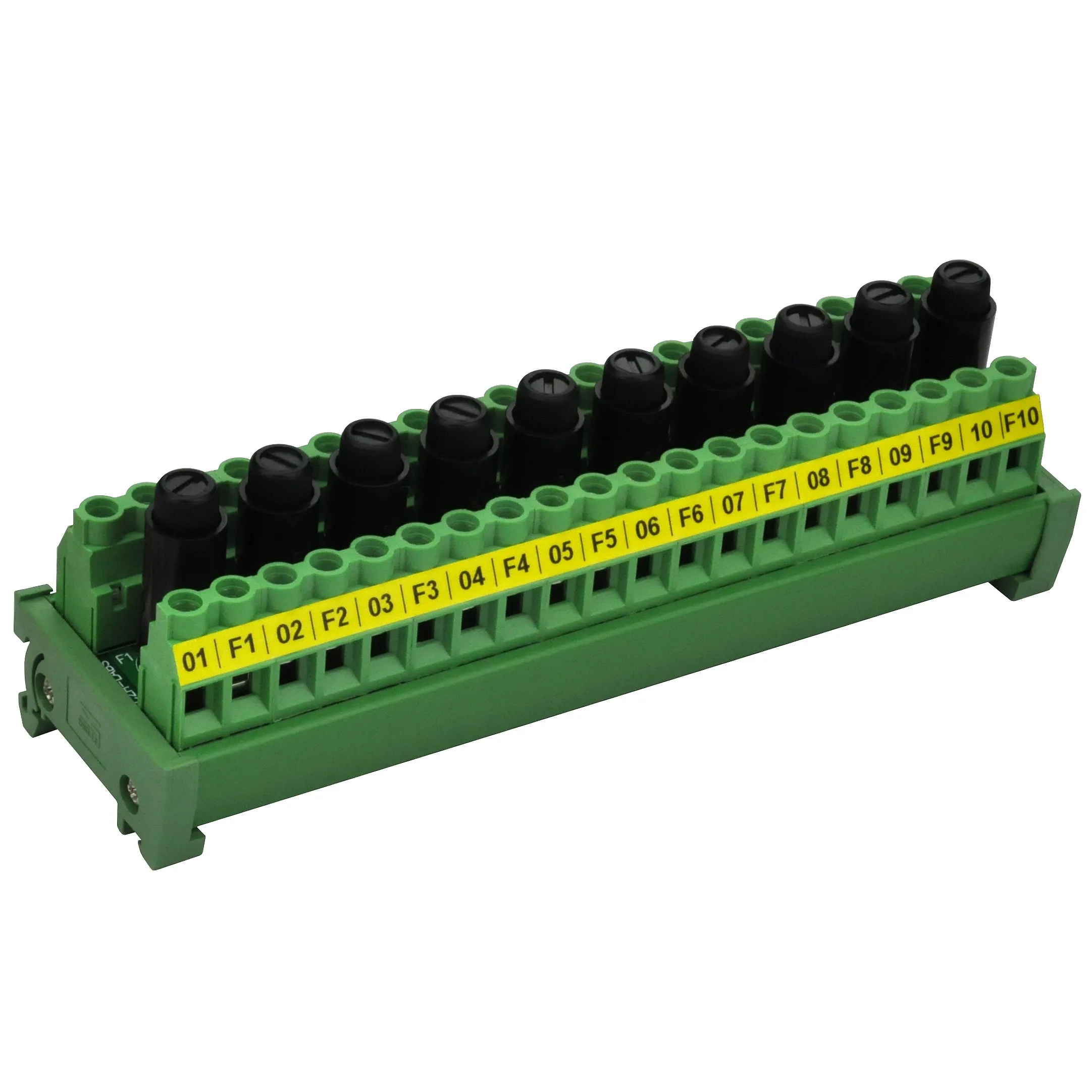 CZH-LABS DIN Rail Mount 20 Position Screw Terminal Block Distribution Module with 10 Channel Fuse