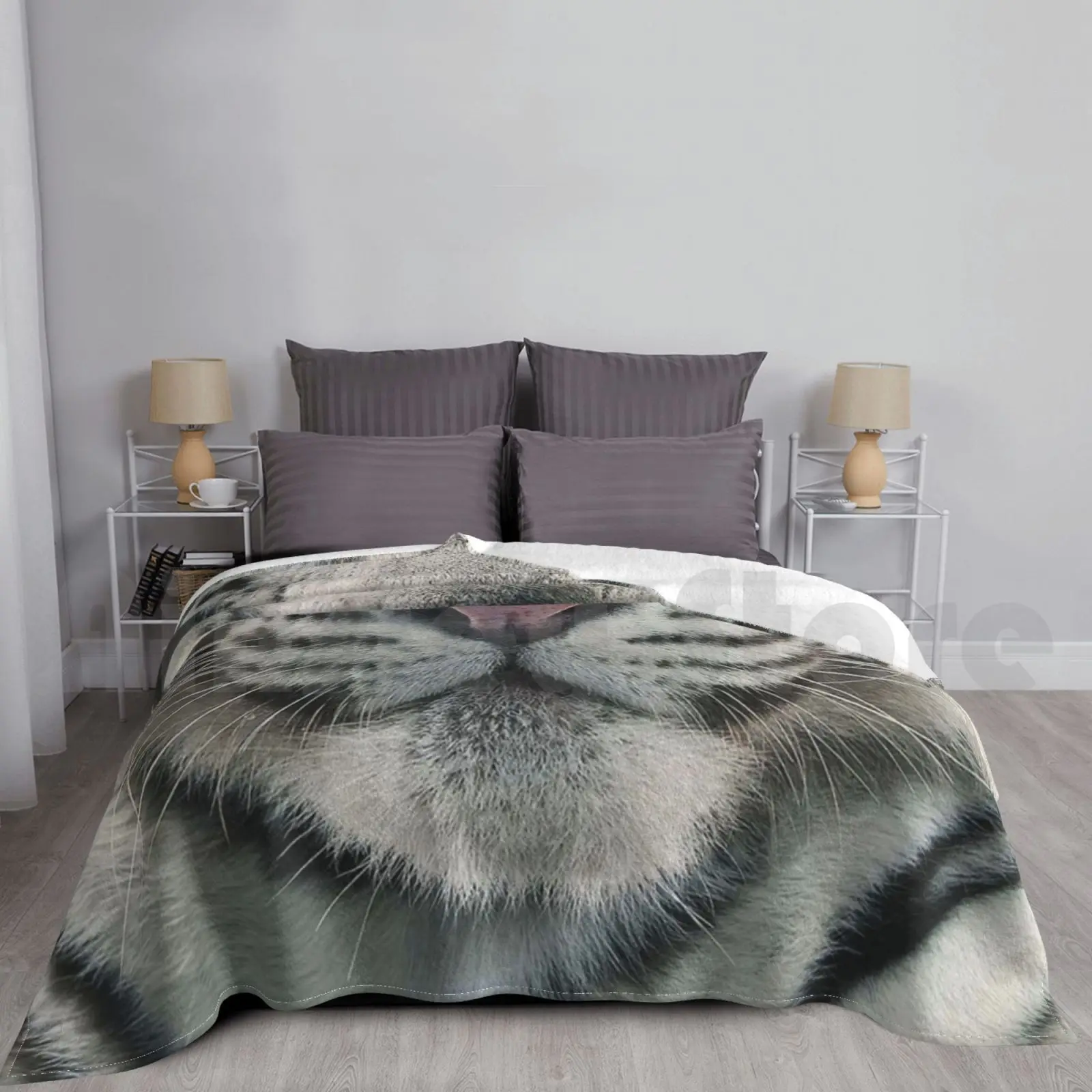 Tigers Oh My! Blanket For Sofa Bed Travel Moji Animal Face Funny Fun Kids Teen Kids Pediatric Pedi Tiger