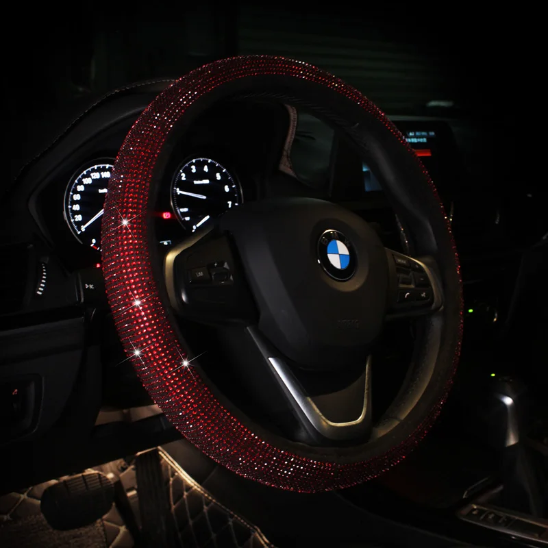 

Luxury Diamond Crystal Car Steering Wheel Covers Universal Bling Bling Rhinestone Steering Wheel Cover for Girls Car Accessories