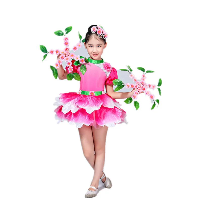 Contemporary Flower dancewear girls dance costume kids salsa dance dress of girl dance wear dancing dress of girl