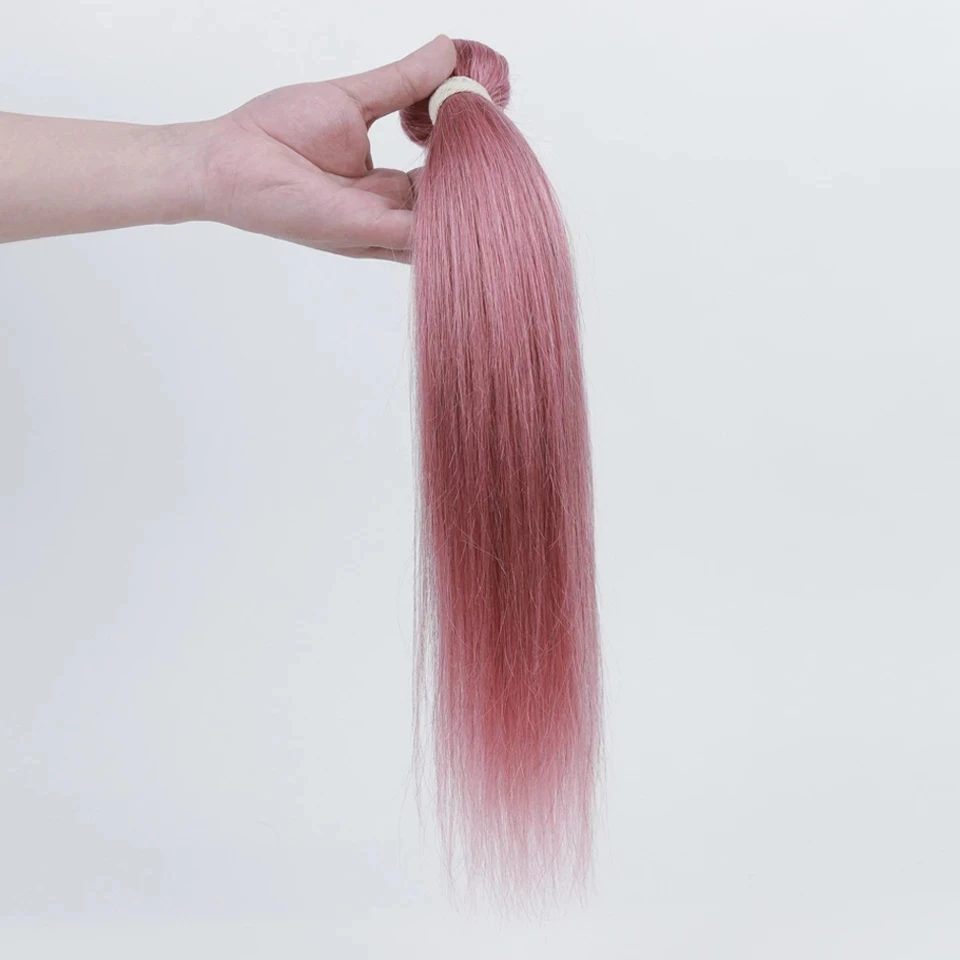 Fasci di capelli umani di colore rosa dritto brasiliano eleganti capelli umani lisci serici di Remy naturali per l'estensione dei pacchi neri