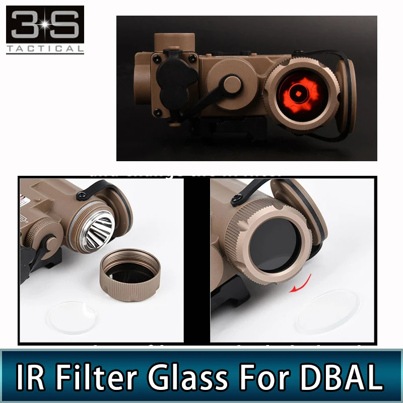 2pcs/set Infrared IR Filter For Tactical 2 DBAL D2 Laser Flashlight DBA A2 IR Laser Light Black Glass Lens Visible Sight Cut-Off