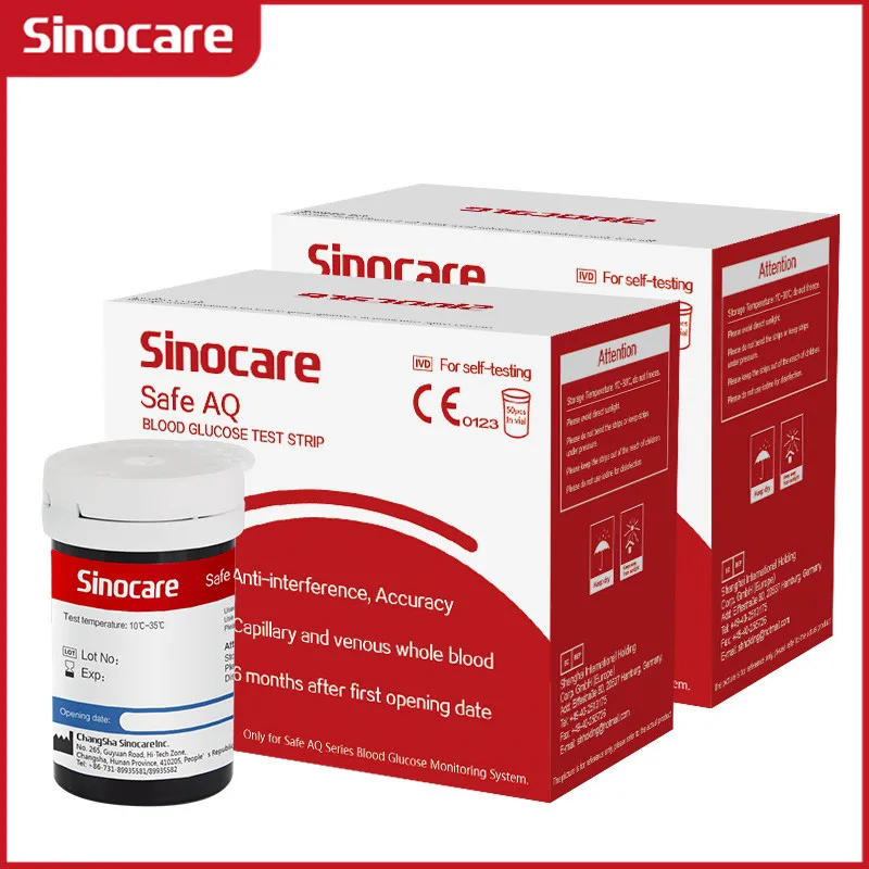 50/100/200/300 PCS Sinocare Sicher AQ Smart/Sicher AQ Stimme Blut Glucose Teststreifen und Lanzetten für Diabetes Test Genaue