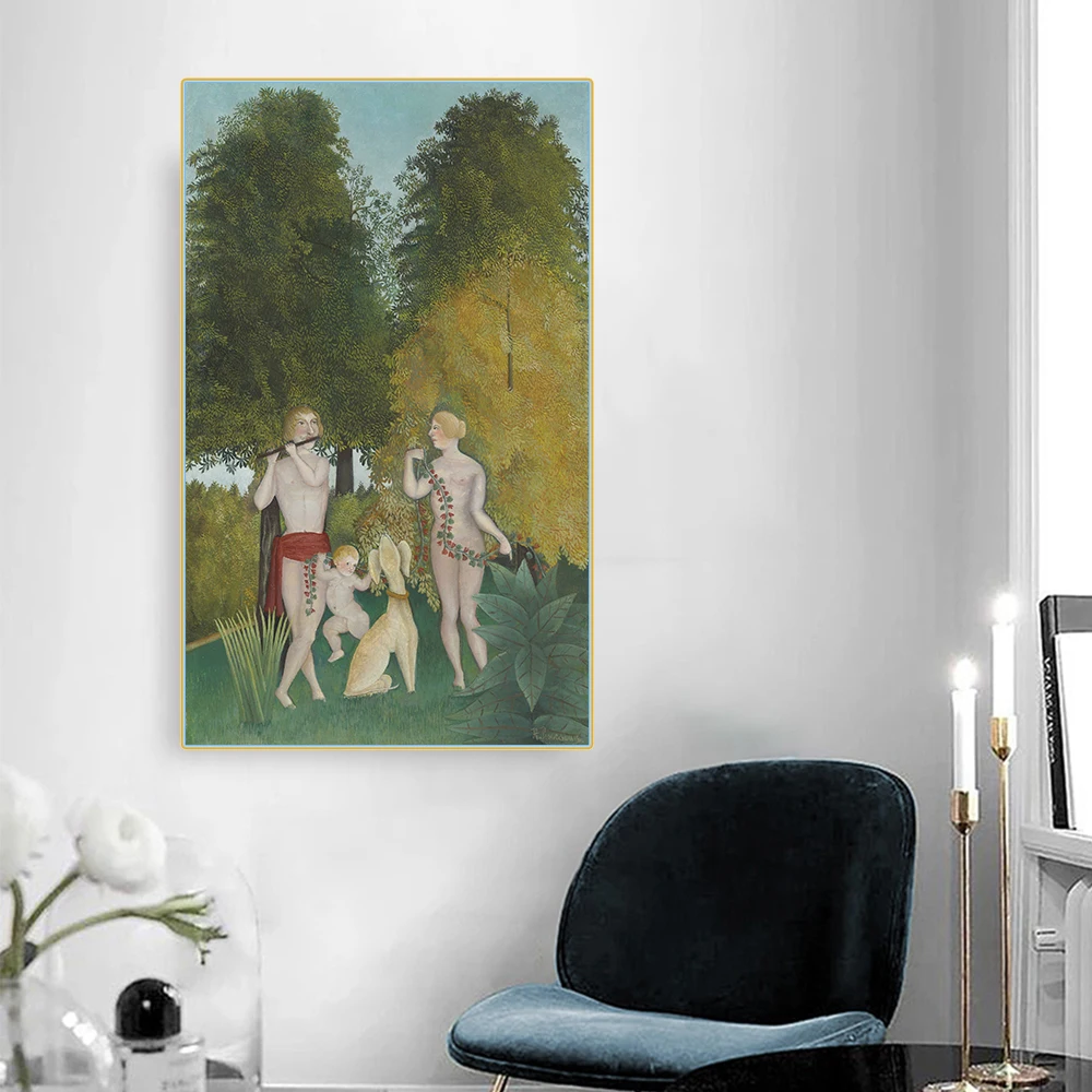 Citon Henri·Rousseau《Happy Quartet》Canvas Art Oil painting Artwork Poster Picture Wall Decor Modern Home Living room Decoration