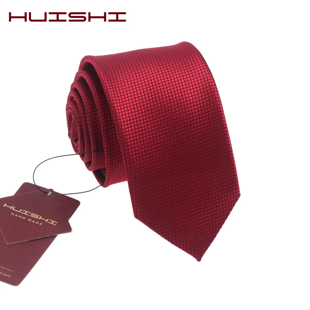 

HUISHI New Arrival Classic Mens Tie Red 8cm Formal Necktie Solid Red Waterproof Ties 6CM For Man Business Wedding Gifts Party