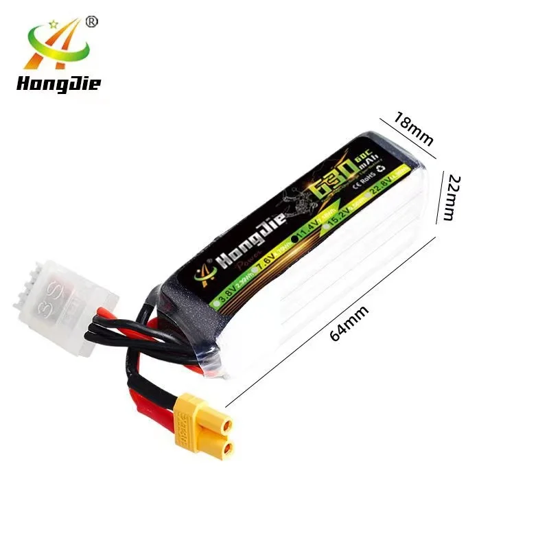 3 ثانية من خلال آلة نموذج بطارية الطائرات 630 مللي أمبير بطارية ليثيوم 11.4 فولت 731855 دبوس المادة 60 ج