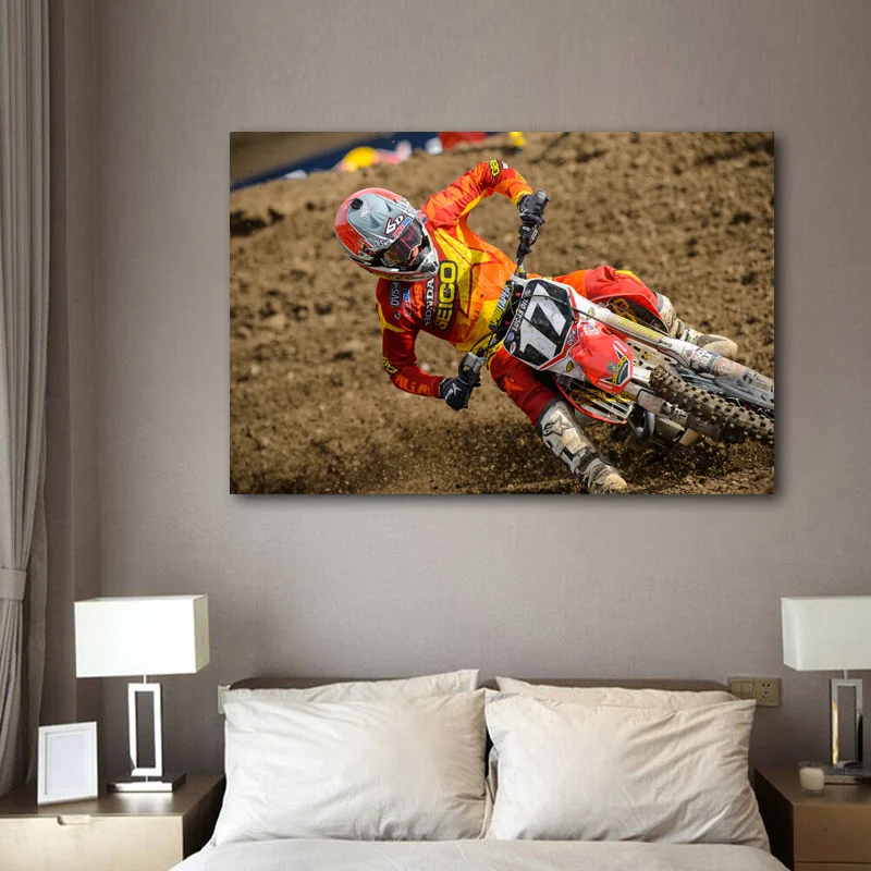 HONDAs dirtbike motocross race racing Sport Wallpaper Wall Art Posters and Prints Modern Canvas Painting for Home Decor