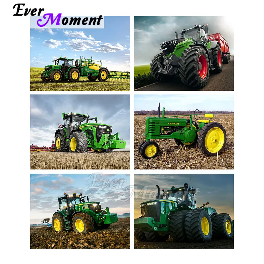 

Ever Moment Diamond Painting Embroidery Mosaic Green Tractor Full Square Resin Drill Wall Art Decoration Gift Kits ASF2284