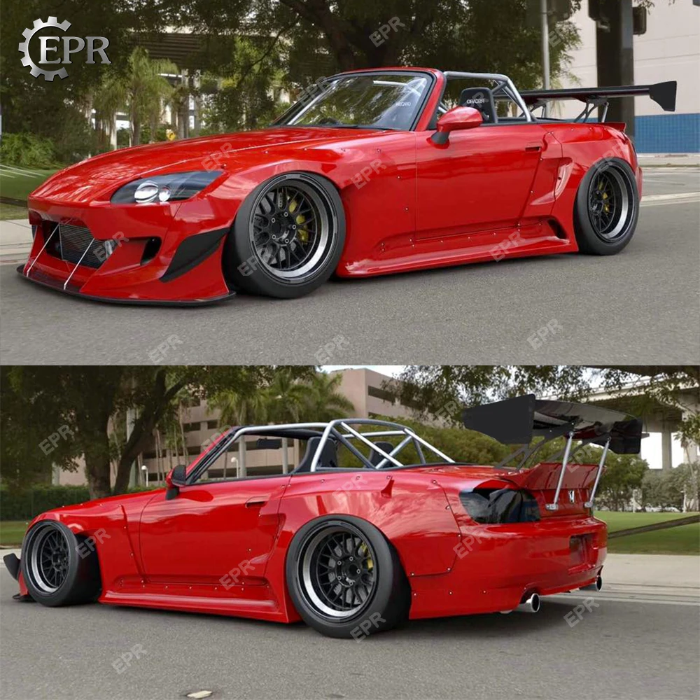 For Honda S2000 AP1 AP2 ROB Style FRP Fiber Glass Wide Bodykits Rear Trunk GT Spoiler Wing LipROB-Style Fiberglass Body Kit