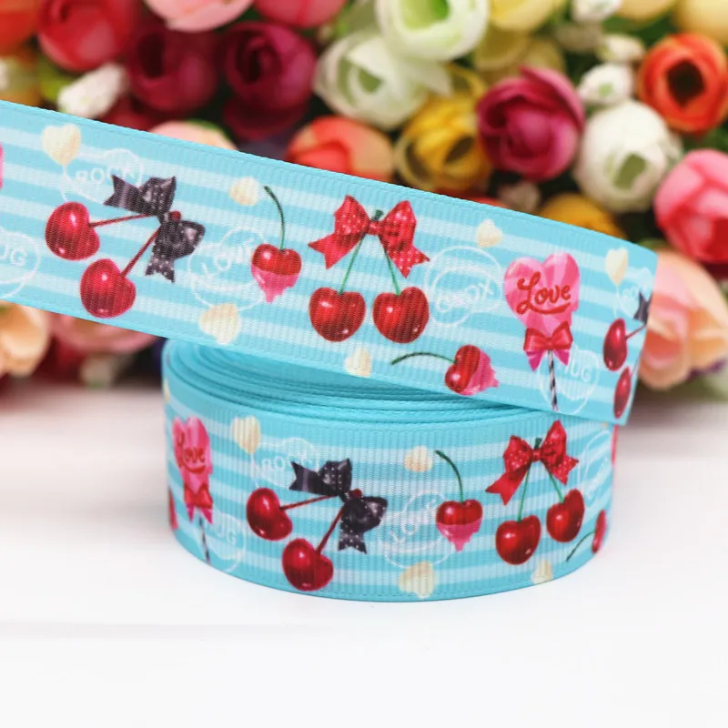 10 Yards 1'' 25MM Ripsband mit Frucht-/Kuchenmuster für Haarschleifen, DIY-Handarbeitsmaterial Y19121001 – Detail 5