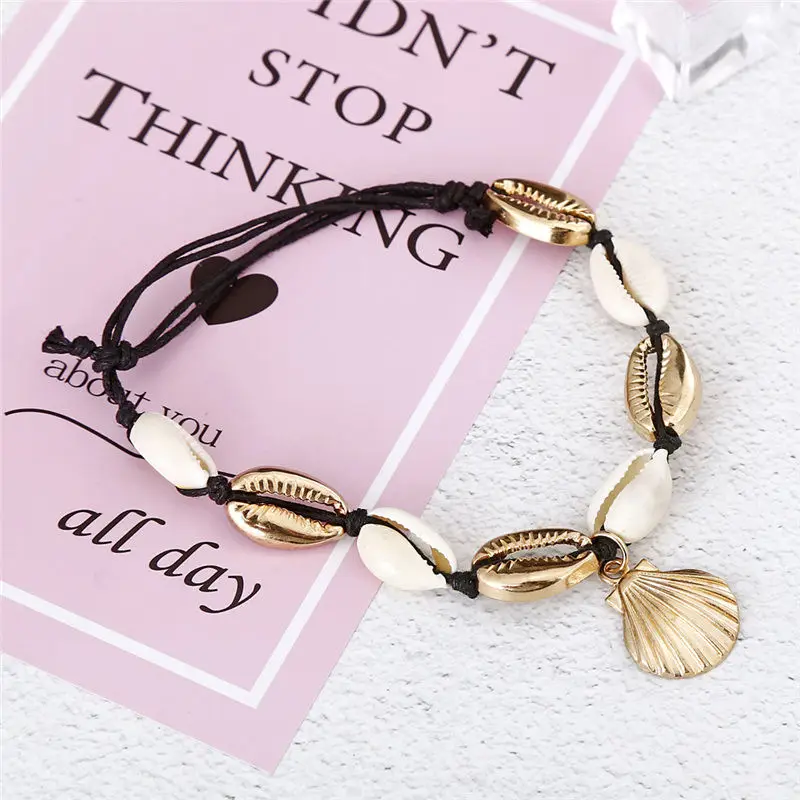 New Natural Shell Conch Rope Anklets For Women Foot Jewelry Summer Beach Barefoot Bracelet Ankle on Leg For Women 2019