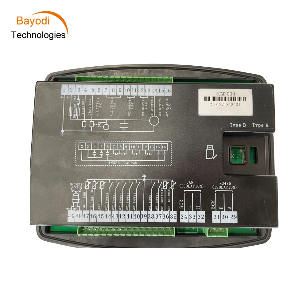 ECM3000 Diesel Generator Pump Unit Controller High And Low Temperature Oil Pressure Alarm LCD Display Control Panel