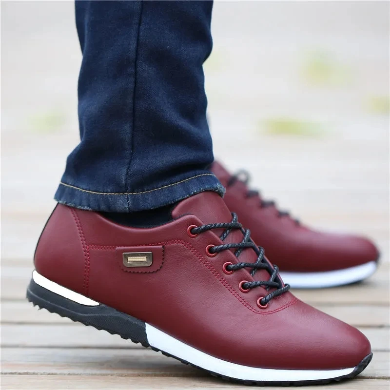 2024 Stylish Boys White Pu Shoes Fashion Leisure Plus Size Mens Pu Sneakers Wear Resitant Non-Slip Mans  Sneakers