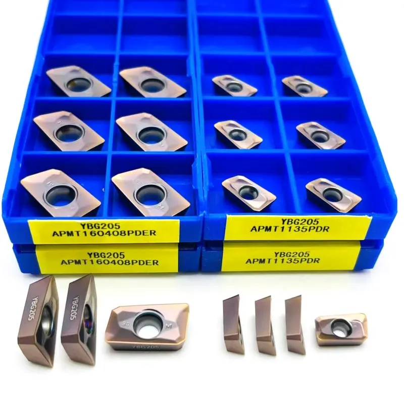 Apmt160408pder ybg205 apmt1135 pder ybg205 é adequado para aço inoxidável cnc carboneto fresa torneamento inserções