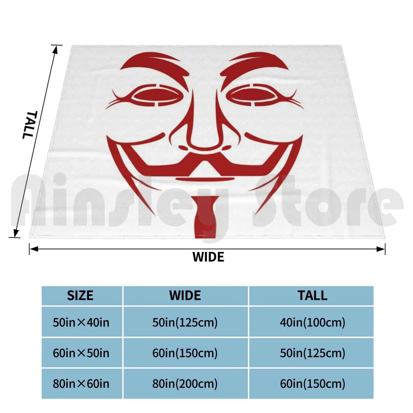 Vendetta Anonymous Blanket Super Soft Warm Light Thin Vendetta Red V Symbol Online Hacktivist Group