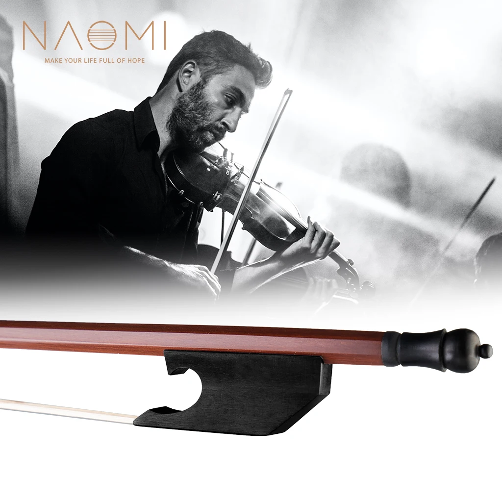 NAOMI Antique Baroque Style Brazilwood Bow 4/4 Violin Bow Round Stick W/ Spray Shape Ebony Frog