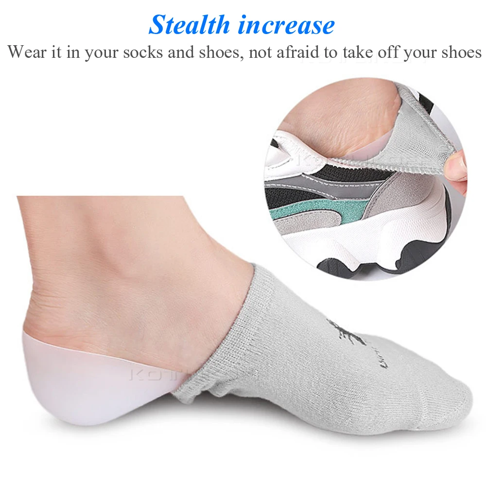 Solette Unisex invisibili per aumentare l'altezza donna uomo cuscinetti per tallone soletta In Gel di Silicone soletta abito In calzini strumento per la cura della pelle del piede incrinato