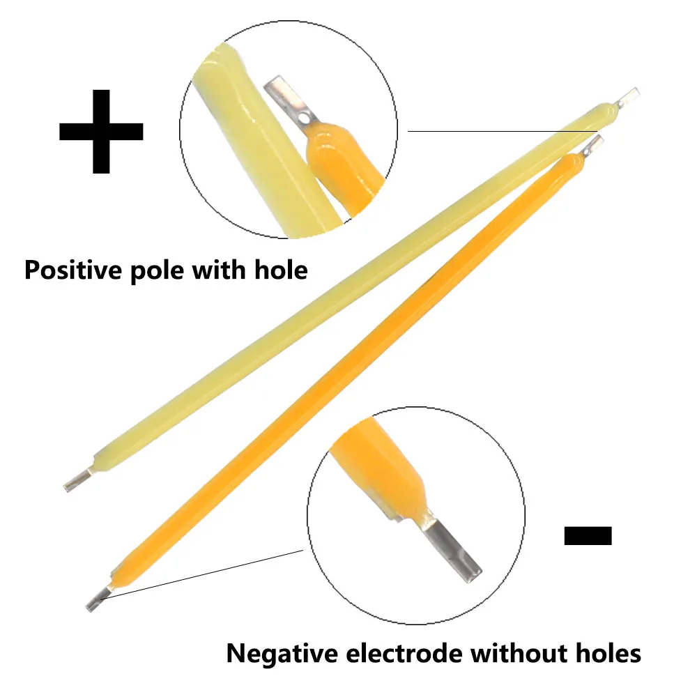 10pcs LED Filament 68mm DC3V 100mA Rigid Filament LEDs Edison Bulb Lamp Parts LED Incandescent Light Accessories Diodes Flexible