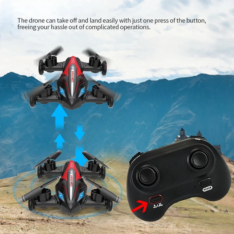 Mini RC Drone 2-In-1รถ Land และ Air 2.4G รีโมทคอนโทรลรถเฮลิคอปเตอร์ Dual Mode RC Quadcopter เครื่องบินเครื่องบินของเล่น