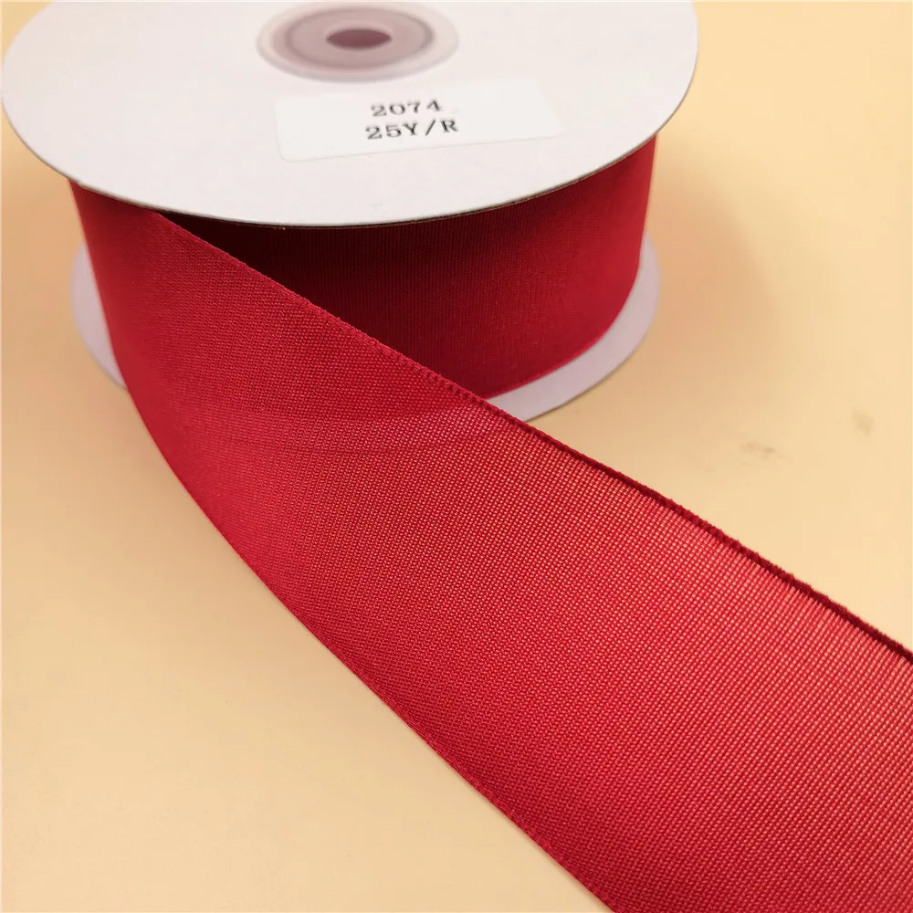 38MM Wire Edge Ribbon Red Transparent Taffeta  For Dress Bow Birthday Decoration Chirstmas Gift DIY Wrapping 25Yards N2074