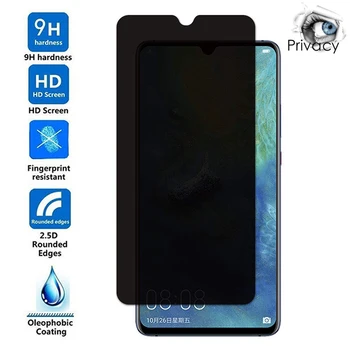 Anti-casus koruyucu temperli cam için Huawei P20 P40 Lite E 5G P30 Pro için gizlilik ekran koruyucu huawei P10 artı filmler cam