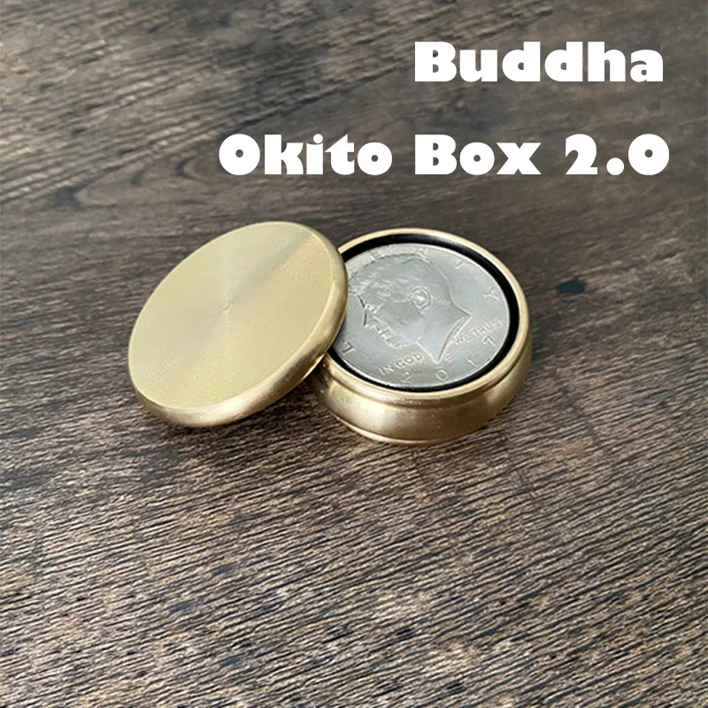 Buddha Okito Box 2.0 + Half Dollar Shell Magic Tricks Coin Appear Penetrate Magia Close Up Illusions Gimmick props Mentalism