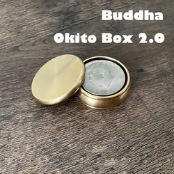 Buddha Okito Box 2.0 + Half Dollar Shell Magic Tricks Coin Appear Penetrate Magia Close Up Illusions Gimmick props Mentalism