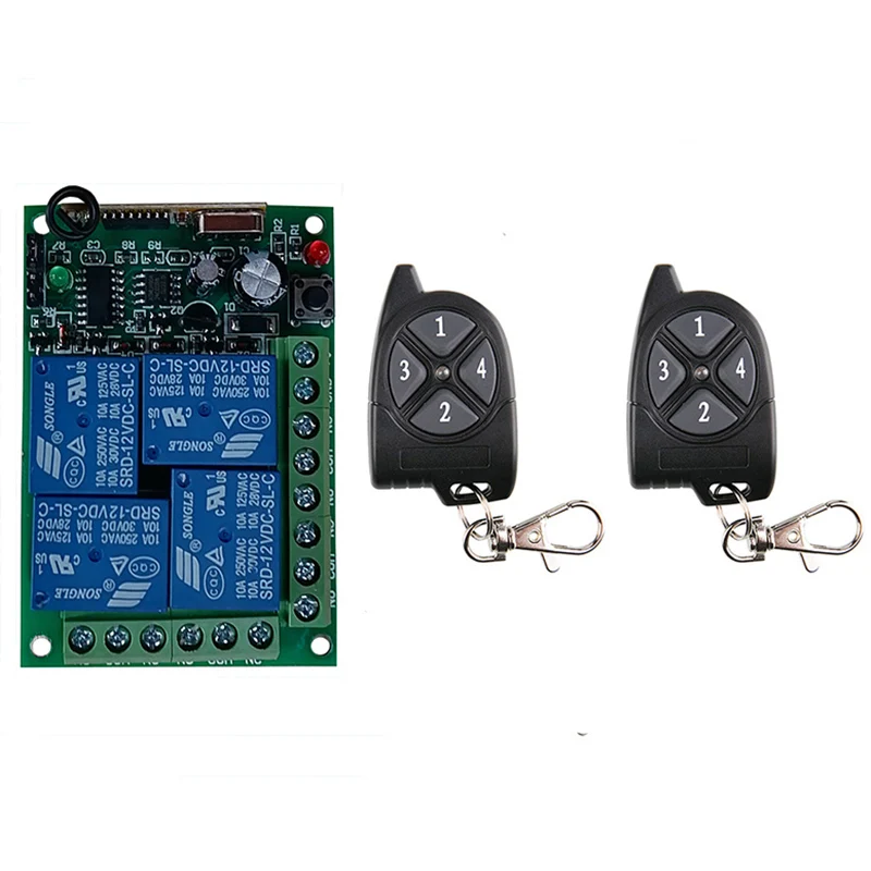 

433MHz Remote Control Switch DC 12V 24V 4CH Receiver Module Motor controller Transmitter 4buttons For Light/Fan/Smart Home