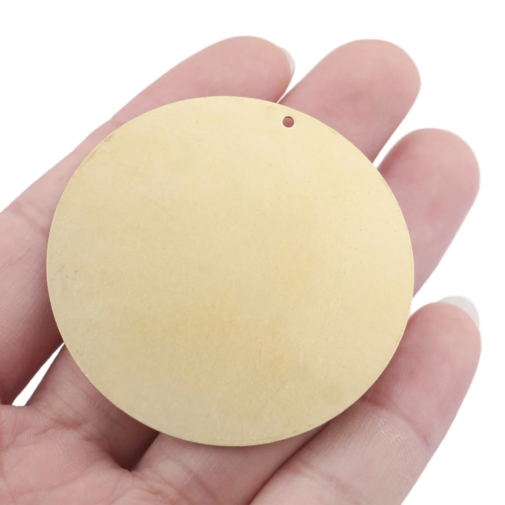 5pcs Raw Brass Charms 55mm Metal Round Stamping Blank Disc Dog Tags Charms for Jewelry Making Pendant Necklace Findings Crafts