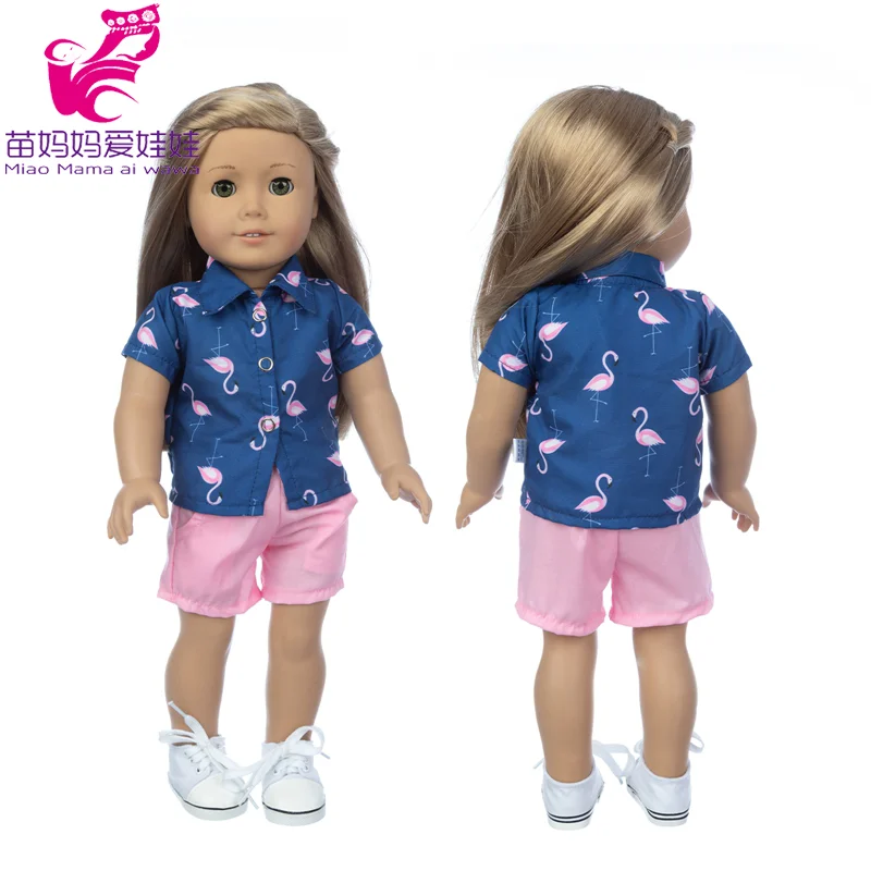 18 Inch Girl Dolls Clothes Flower Vest Shirt Tights 40 Cm Baby Doll Floral Shirt Summer Outwear