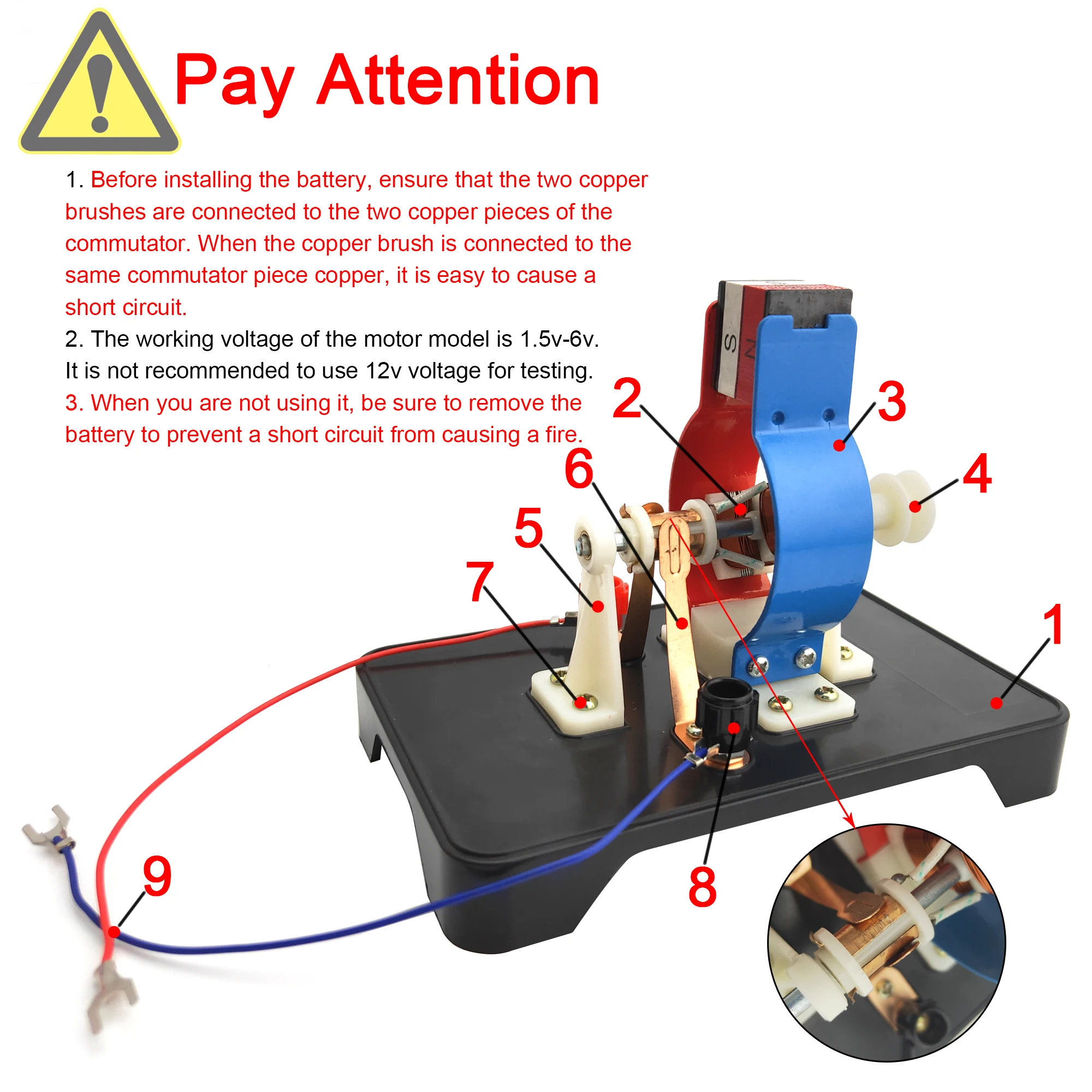 DIY Simple DC Electric Motor Model Assemble Kit for Kids Physics Science Educational Toys