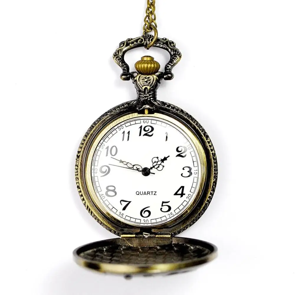 Exquisite pocket watch classic large free goddess retro personality bronze flip pocket watch