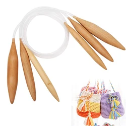 1PCS 15/20/25mm Wooden Circular Wood Knitting Needles with Plastic Tube Sweater Crochet Hook Yarn Wool Knitting Tool  80CM