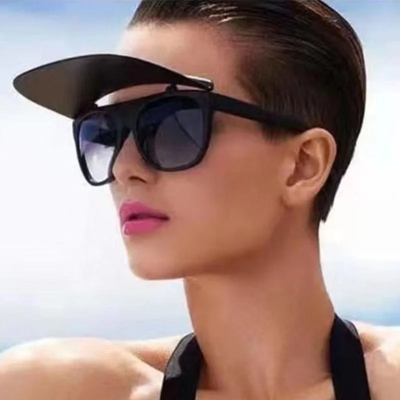 Hat Dual-Use Flip Sunglasses William Chan The Same Style 2021 New Star Trendy Sunglasses European and American Retro Catwalk