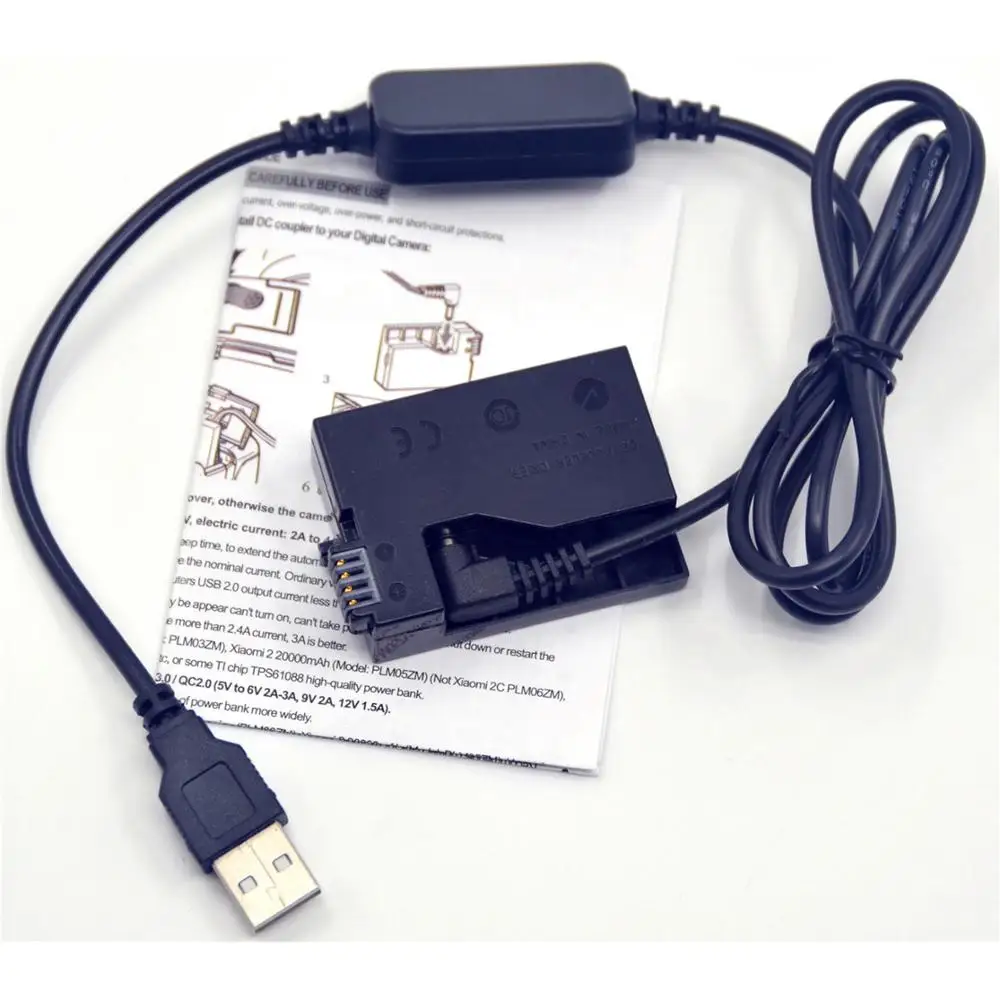 5V USB Power Bank Cable Adapter + DR-E8 LP-E8 Dummy Battery for Canon EOS Rebel T2i T3i T4i T5i 550D 600D 650D 700D Kiss X4 X5 X