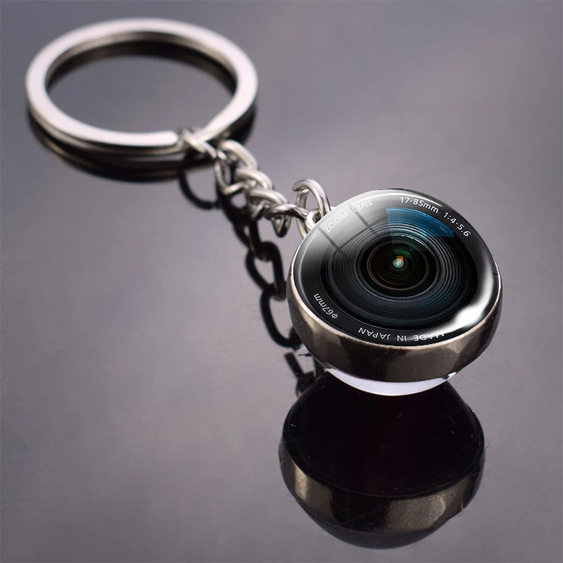 New Fashion Lenses Keychain Camera Lens Double Side Glass Ball Keychain Pendant Keyring