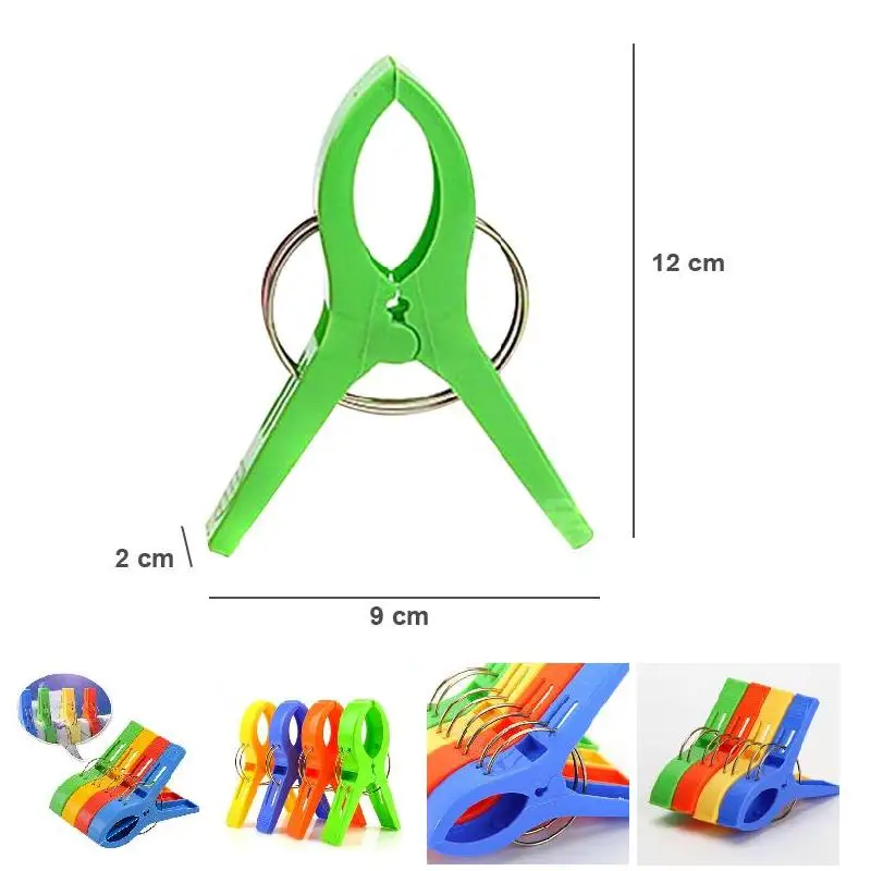 Newly 4pcs Clips Windproof Pegs Large Clamp For Clothes Beach Towel Home Drying Racks