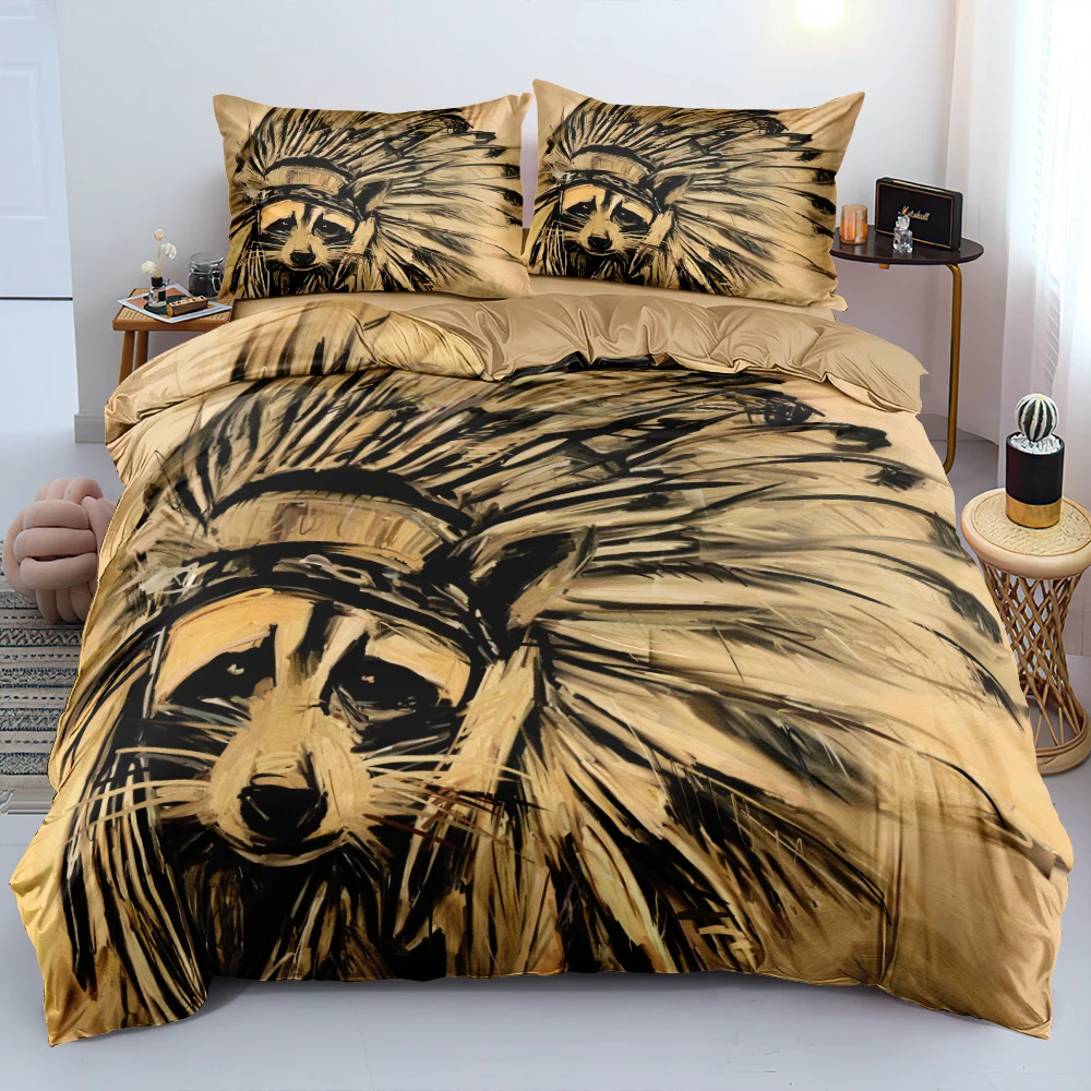 3D Cute Snow Raccon Duvet Cover Set Blue Quilt/Comforter Cover Set Twin Full Queen King Size 203x230cm Bedding Set Home Textile 